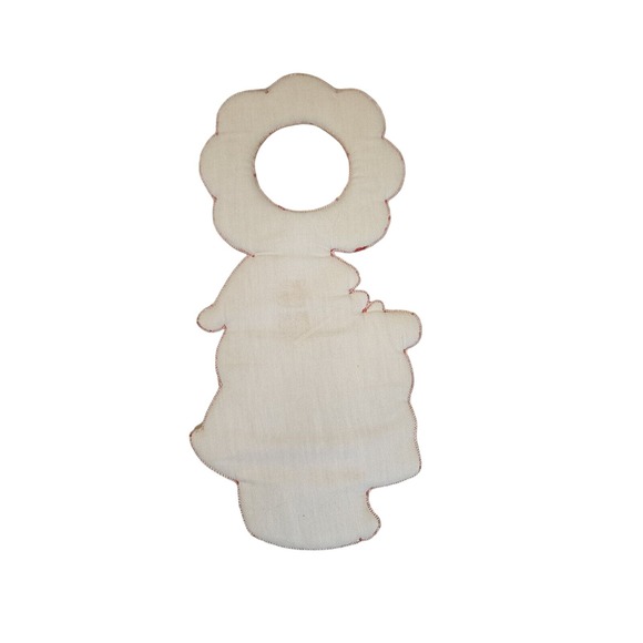 Vintage Fabric Merry Christmas Door Knob Hanger Santa Star Wreath - Picture 5 of 8